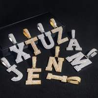 Colgante de moissanita con letras del alfabeto, estilo hip hop, de plata de ley 925, con inicial, corte brillante redondo, joyería llamativa.
