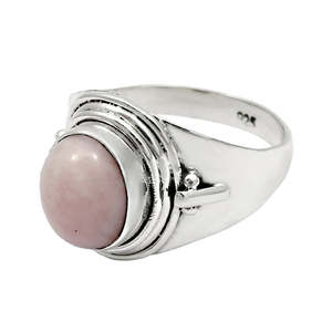 925 Sterling <b>Silver</b> <b>Ring</b> With Oval Shaped Bezel <b>Set</b> Pink Opal Gemstone Best Selling Bohemian Statement <b>Ring</b> In Good Quality - Product Image 1