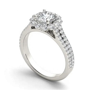 Anillos de Compromiso con Diamantes Naturales Genuinos en Oro de 14k/18k con Tres Hileras, Certificados por IGI, Estilo Romántico - Product Image 3