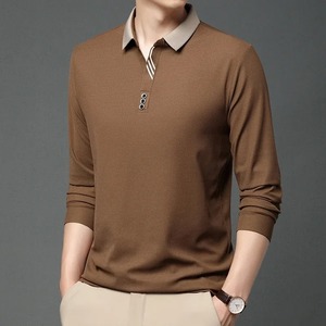 New <b>Men</b> Business Casual <b>Long</b> <b>Sleeved</b> <b>Shirt</b> Solid Color <b>Polo</b> <b>Shirt</b> Fashionable Breathable Comfortable Versatile Top - Product Image 5