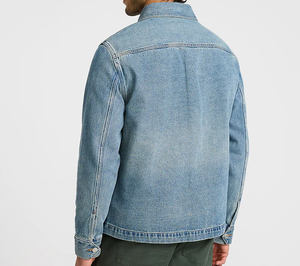 High Quality Loose Fit Long Turn Collar White Denim <b>Jacket</b> Men's 100% Cotton Winter Casual Wear Button Front Vintage Style - Product Image 2