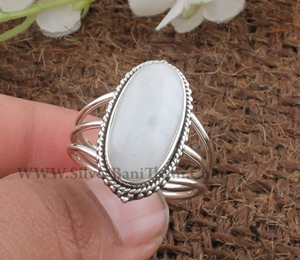 Anillo de Boda de Piedra Lunar Arcoíris Natural al por Mayor, Plata de Ley 925, Joyería Clásica para Mujer, Nuevo Diseño - Product Image 5