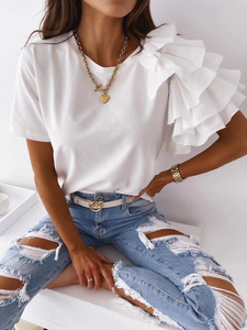 Custom Women's Formal Summer Tshirt 100% Cotton Breathable Crewneck <b>Short</b> Sleeve Printed Direct Garment Print - Product Image 2