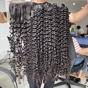 Paquetes de trama de cabello humano rizado con agua de Color Natural más vendidos 100% extensiones de cabello virgen crudo vietnamita - Product Image 4