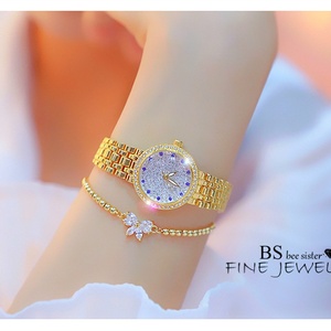 BS New Hot-Selling Fashion Full <b>Diamond</b> Women's <b>Watch</b> Quartz Movement Stainless Steel Band Alloy Case Blue <b>Diamond</b> Dial 30M - Product Image 2