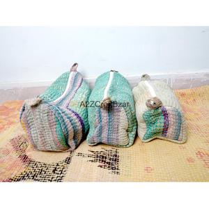 Handmade Kantha Indian Tassel Pattern Durable Cotton Zipper Closure Eco-Friendly Cosmetic <b>Bag</b> Makeup Pouch Set Women's Case - Product Image 2