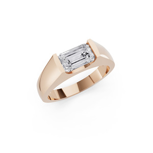 Bague de fiançailles et de mariage Aarinya Sovereign Horizon pour homme, en or 14 carats, avec diamant de laboratoire taille émeraude, demi-sertie, certifiée IGI - Product Image 5