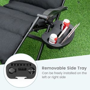 Adjustable Metal Zero Gravity Lounge <b>Chair</b> with Cup Holder Tray & Removable Cushion for Outdoor Sun <b>Lounging</b> - Product Image 4