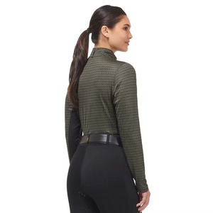 Haut d'équitation pour femme à manches longues, imprimé géométrique, fermeture éclair, respirant, tricoté, taille mi-haute, séchage rapide, léger - Product Image 3