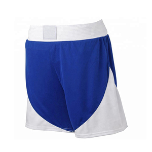 Shorts de boxe unisexe bleus à taille élastique, taille haute, en tissu satiné, séchage rapide, extensibles, pour entraînement sportif, MMA, Muay Thai, BJJ, combat - Product Image 4