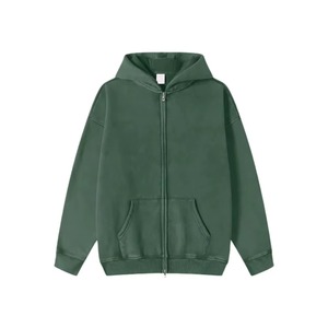 Nouvelle Arrivée 2026 – Sweat à Capuche Zippé Oversize Personnalisé de Haute Qualité, Effet Délavé et Vieilli, Manches Longues - Product Image 1