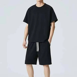 Ensemble de vêtements de sport décontractés pour hommes, vintage, écologiques, à manches courtes, col rond, t-shirt et short, deux pièces, été - Product Image 6