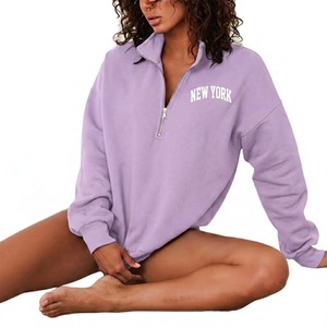 Sweat-shirt d'hiver imprimé pour femme, col montant demi-zip, coupe décontractée et confortable, vente en gros OEM de haute qualité - Product Image 6