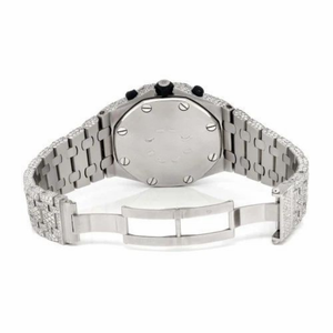 Reloj Cronógrafo Moissanite Totalmente Cubierto de Diamantes, Reloj de Pulsera de Lujo en Acero Inoxidable Plateado, Estilo Diamante - Product Image 5