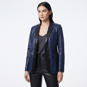 Women's Real <b>Leather</b> Business <b>Blazer</b> <b>Jacket</b> Ladies Button Up <b>Leather</b> <b>Blazer</b> Girls Office Wear 100% PU <b>Leather</b> <b>Blazer</b> Coat - Product Image 6