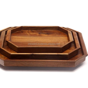 Plateau de service en bois moderne Opus personnalisé Plateau de forme et de taille sur mesure avec bois ou poignée pour salle à manger et décoration élégantes - Product Image 1
