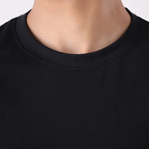 Camiseta de Algodón Negra Extra Grande para Hombre, Manga Corta, Cuello Redondo, Estilo Casual, Color Sólido, Tejido Jersey, Corte Extra Grande Personalizado - Product Image 2