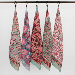 High Quality Eco-Friendly Breathable Cotton Square <b>Bandana</b> Customized Indian Handmade Floral Block Printed Multi-color Scarf - Product Image 5