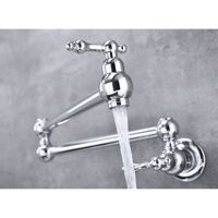 Robinet de cuisine mural Moen pour remplir les casseroles, finition nickel brossé, mitigeur à poignée unique en laiton, design classique, installation 1 trou