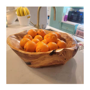 Bol en bois, motif bois naturel, bol de service décoratif pour la maison et la cuisine, design rustique, couleur naturelle - Product Image 1