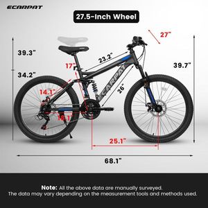 Bicicletta da Montagna Full Suspension da 27,5 Pollici con Doppi Ammortizzatori Anteriori e Posteriori, Freni a Disco Meccanici, 27 Velocità per Uomo - Product Image 4
