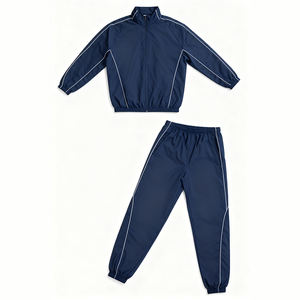 Survêtement en nylon léger personnalisé avec patchwork, veste zippée à bandes réfléchissantes, ensemble de jogging 2 pièces, coupe-vent, survêtement pour homme - Product Image 5