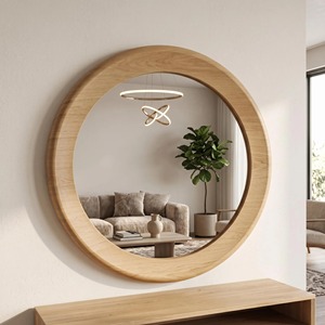 <b>Round</b> Wooden Wall <b>Mirror</b> Modern Handmade Bone Inlay Design 2.5cm Thick for Living Room From REHMAN CRAFT - Product Image 6
