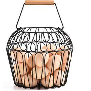 Rustic Cast Iron Rooster <b>Egg</b> Holder Rack 12 Slots Vintage Metal Wire <b>Egg</b> Storage <b>Basket</b> For Kitchen Countertop Farmhouse Decor - Product Image 5