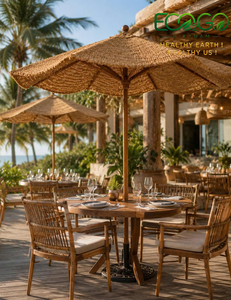 Premium Eco-Friendly Handwoven Coir Parasol | Natural Coconut Fiber Outdoor Umbrella for Resort, Beach & Garden Made inVietnam - Product Image 3
