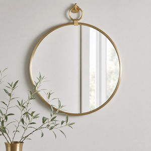Round Gold Wall <b>Mirror</b> With <b>Hanging</b> Ring Modern Decorative Bathroom Vanity <b>Mirror</b> For Living Room Bedroom Decor - Product Image 1