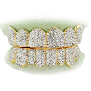Grillz dentaire Hip Hop personnalisé en argent sterling 925 avec moissanite taille brillant certifiée IGI, 14 dents serties en canal, unisexe, 7 supérieures 7 inférieures - Product Image 4