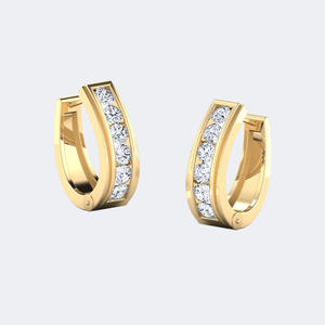 Pendientes de aro anchos con diamantes de corte redondo de 1.75 quilates y engaste tipo canal - Product Image 4