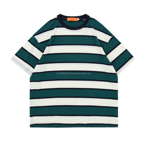 เสื้อกีฬาผ้าฝ้ายลายขวางของผู้ชาย, เสื้อยืดแขนสั้นลำลอง - Product Image 2