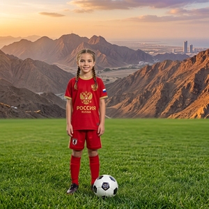 Conjunto de Camiseta de Fútbol para Niños, Manga Corta, Cuello Redondo, Estampado Sublimado, Poliéster Transpirable, para Todas las Temporadas - Product Image 6