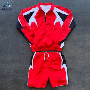 Different Contrast Color Highest Quality New Arrival Fully Customized Made Low Moq New Trendy Windbreaker Shorts Sets For Men - Product Image 1