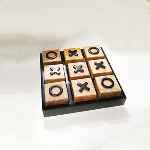 Jeu de puzzle en bois artisanal Tic Tac Toe avec blocs X et O, jeu de table compact, décoration d'intérieur, divertissement familial - Product Image 4