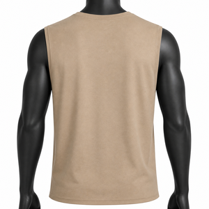 Débardeur violet sans manches pour homme avec imprimé palmier, col rond, décontracté, respirant, en coton tricoté, pour l'entraînement - Product Image 4