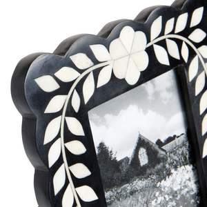 Luxury <b>Black</b> Bone Inlay Wooden Photo <b>Frame</b> Handmade Floral Picture <b>Frame</b> Decorative Tabletop Desktop Display <b>Frame</b> Home Office - Product Image 3