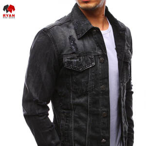 แจ็คเก็ตยีนส์ดีไซน์พิเศษคุณภาพพรีเมียมสำหรับผู้ชาย ปิดด้วยกระดุม พร้อมโลโก้แบบกำหนดเอง - Product Image 3