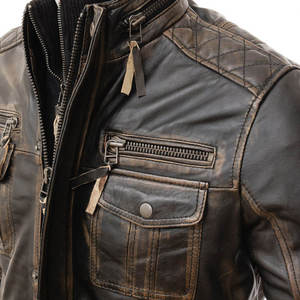 Chaqueta de Lona y Cuero de Alta Calidad para Hombre, Invierno, Personalizada, Ecológica, Resistente al Viento, con Cierre de Cremallera y Bolsillos, Estilo Urbano - Product Image 4