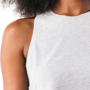 LDB Muscle Tank Débardeur court sans manches pour femme, coupe ajustée, extensible, pour la gym et l'entraînement, Heather Cloud - Product Image 5