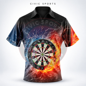 เสื้อดาร์ทชาย คุณภาพพรีเมียม แห้งเร็ว แขนสั้น ผ้าโพลีเอสเตอร์/คอตตอน พิมพ์ลายแบบรีดร้อนสำหรับทีม - Product Image 3