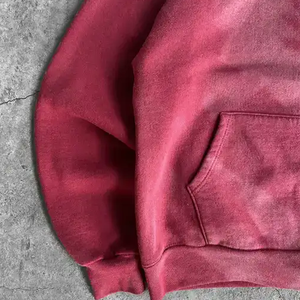 Sweat-shirt vintage délavé de haute qualité 2026, impression personnalisée, coupe oversize sans cordon, avec poche, pull décontracté à capuche pour homme - Product Image 5