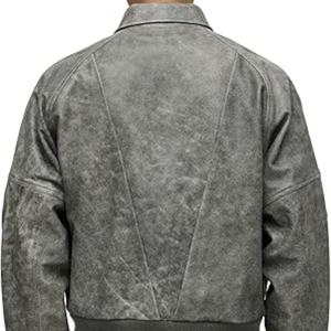 Chaqueta Bomber de Gamuza Gris para Hombre, Cuello Camisero, Cierre de Cremallera, Estilo Casual Otoñal, Corte Regular, Color Sólido, Exterior de Cuero PU - Product Image 2