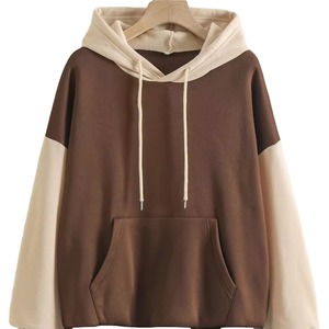 Sweat-shirt à capuche unisexe surdimensionné avec blocs de couleur, broderie et design teint par immersion, en tissu polaire polyester/coton, hiver - Product Image 1