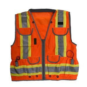 Chaleco de Seguridad Naranja de Alta Visibilidad con Bolsillos, Ropa de Trabajo Reflectante, Uniforme de Poliéster para Hombre - Product Image 5