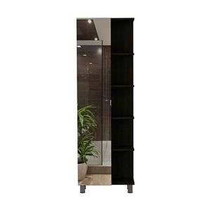 Mobiletto porta biancheria a 5 ripiani in Wengue Nero con Specchio - Eleganti Mensole da Bagno - Product Image 4