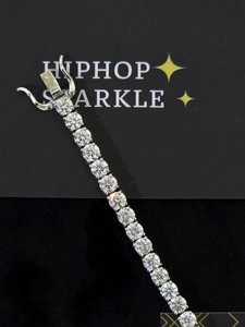 Classic Iced Out 925 <b>Sterling</b> <b>Silver</b> Round Diamond Tennis <b>Bracelet</b> Hip Hop Bling Jewelry <b>For</b> <b>Men</b> Women Sparkles Wholesale Charms - Product Image 1