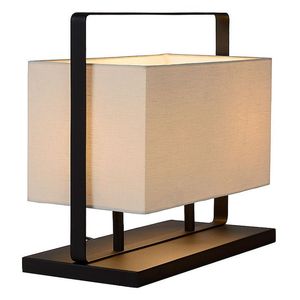 Modern Beige Linen Drum Shade Rectangular Table <b>Lamp</b> Metal Base E27 LED <b>Switch</b> Control Eco-Friendly Decorative Bedroom Lighting - Product Image 1