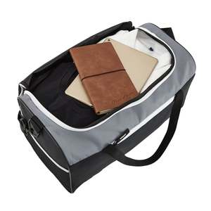 Bolsa Deportiva de Poliéster con Cierre de Cremallera, Negra y Gris, para Ejercicio, Fitness, Viajes, Impermeable, con Compartimento para Zapatos - Product Image 2